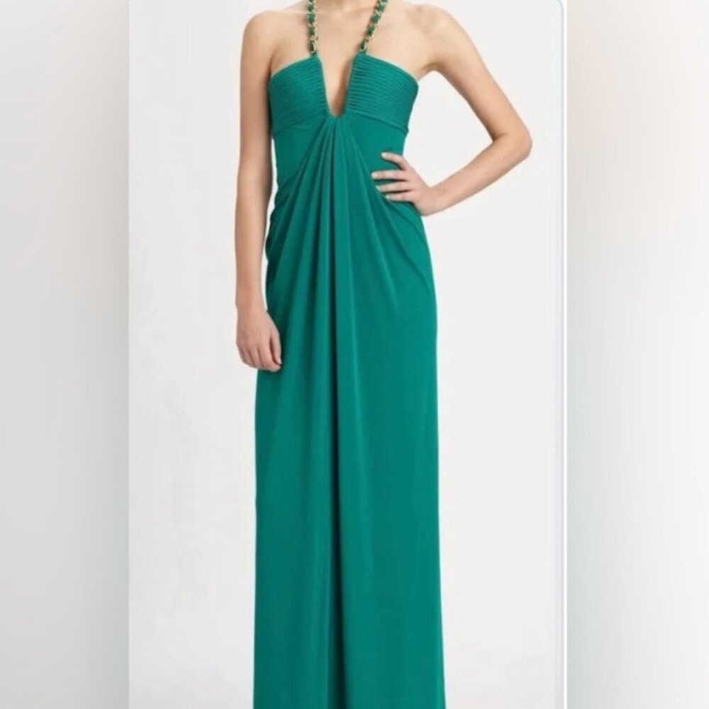 BCBGMaxAzria Emerald Halter Maxi Dress – Size S